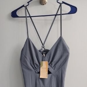 NWT BTFBM  Dusty Blue Maxi Dress with Front Keyhole Size Small